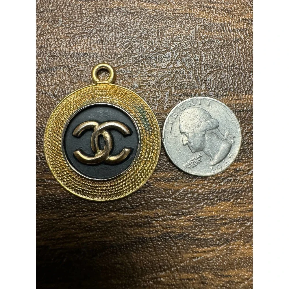 Vintage Chanel Coco Mark Gold Plated Circle Pendant with COA